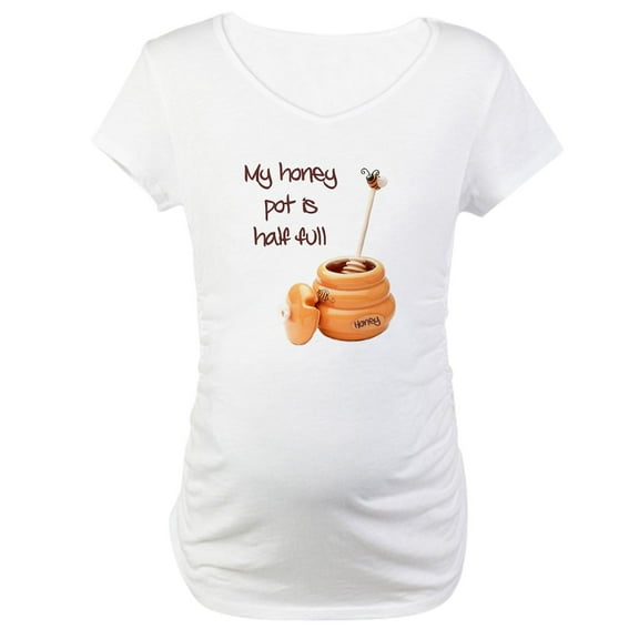 CafePress - Honey Pot Is Full Maternity T Shirt - Cotton Maternity T-shirt, Cute & Funny Pregnancy Tee