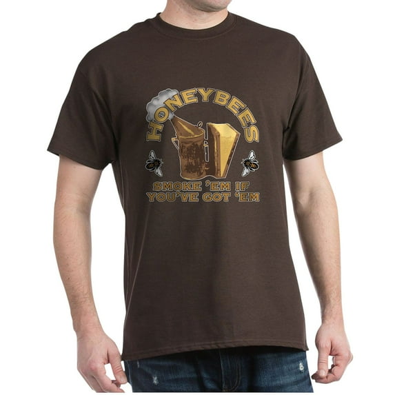 CafePress - Honeybees Smoke 'Em If You've Got 'Em Dark T Shirt - Men's Classic Graphic Cotton T-Shirt