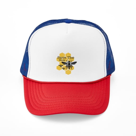 CafePress - Honeycomb Save The Bees - Adjustable Unisex Printed Trucker Hat with Mesh Back