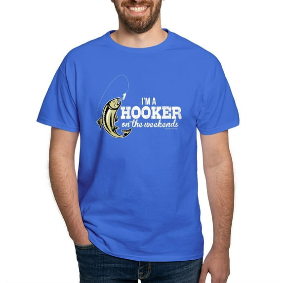 CafePress - Hooker On The Weekends Fishing T Shirt - Men's Classic Graphic Cotton T-Shirt