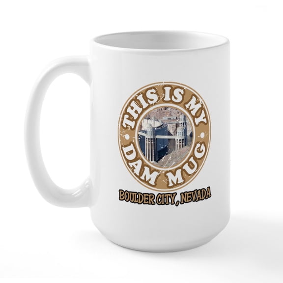 CafePress - Hoover Dam Large Mug Mugs - 15 oz Ceramic Large White Novelty Mug