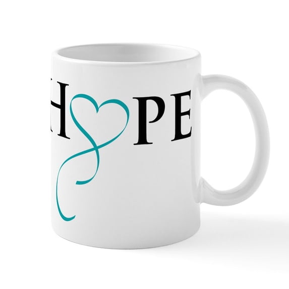 CafePress - Hopetealribbon Mugs - 11 oz Ceramic Mug - Novelty Coffee Tea Cup