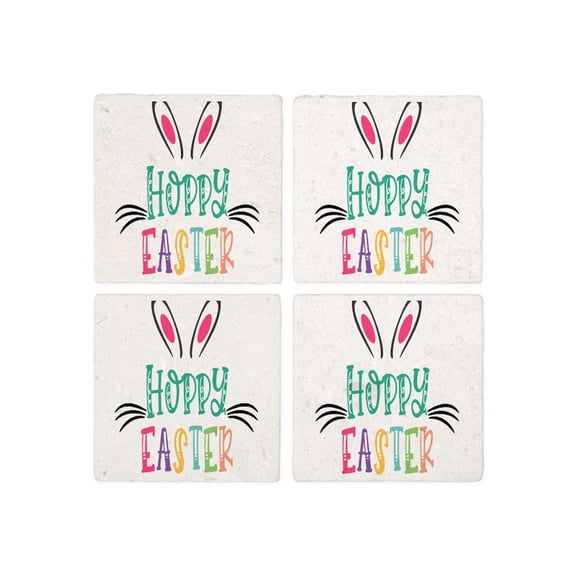 CafePress - Hoppy Easter - Tile Coaster, Drink Coaster Set of 4