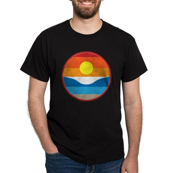 CafePress - Horizon Sunset Illustration With Crashing Wave T S - Men's Classic Graphic Cotton T-Shirt