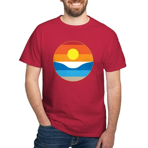 CafePress - Horizon Sunset Illustration With Crashing Wave T S - Men's Classic Graphic Cotton T-Shirt