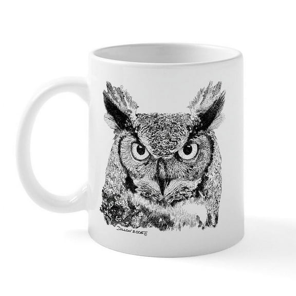 CafePress - Horned Owl Mug - 11 oz Ceramic Mug - Novelty Coffee Tea Cup