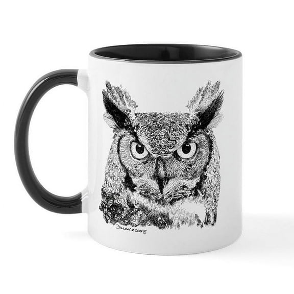 CafePress - Horned Owl Mug - 11 oz Ceramic Mug - Novelty Coffee Tea Cup