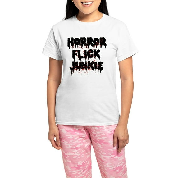 CafePress - Horror Flick Junkie Women's Light Pajamas - Women's Short Sleeve Print T-Shirt and Pants Light Cotton Pajama Set