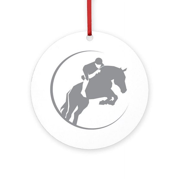CafePress - Horse Jumping -  Round Wood Ornament 4"
