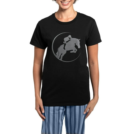 CafePress - Horse Jumping Women's Dark Pajamas - Women's Short Sleeve Print T-Shirt and Pants Dark Cotton Pajama Set