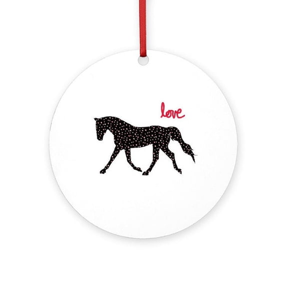 CafePress - Horse With Hearts - Round Wood Ornament 4"