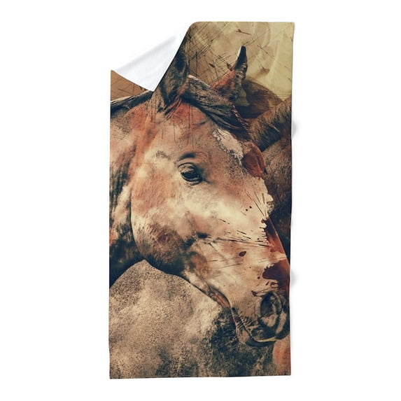 CafePress - Horses Artistic Watercolor Painting De - Large Beach Towel, Soft 30"x60" Towel with Unique Design