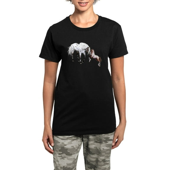 CafePress - Horses Love Forever Pajamas - Women's Short Sleeve Print T-Shirt and Pants Dark Cotton Pajama Set