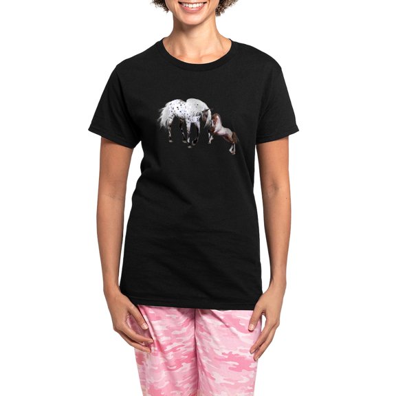 CafePress - Horses Love Forever Pajamas - Women's Short Sleeve Print T-Shirt and Pants Dark Cotton Pajama Set