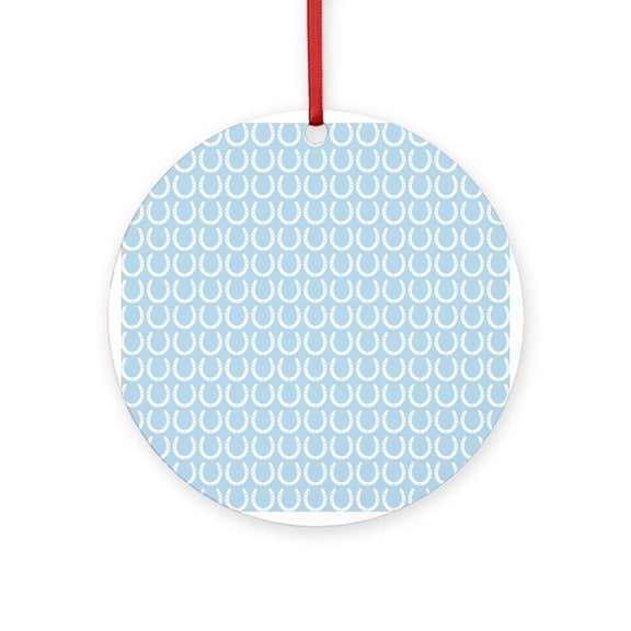 CafePress - Horseshoe Pattern - Round Wood Ornament 4"