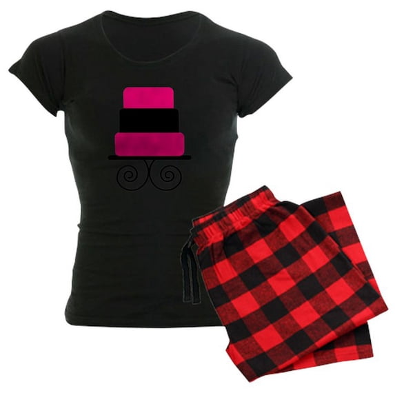 CafePress - Hot Pink And Black Cake Pajamas - Women's Dark Pajamas