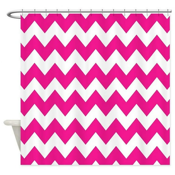 CafePress - Hot Pink Chevron Stripes - Unique Fabric Shower Curtain 70" x 72"