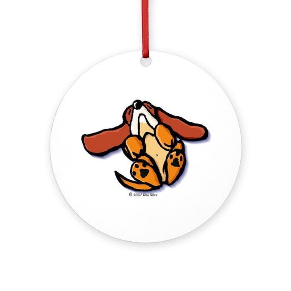 CafePress - Hound Dog Tired - Round Wood Ornament 4"