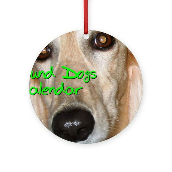 CafePress - Hound Dogs CALENDAR - Round Wood Ornament 4"