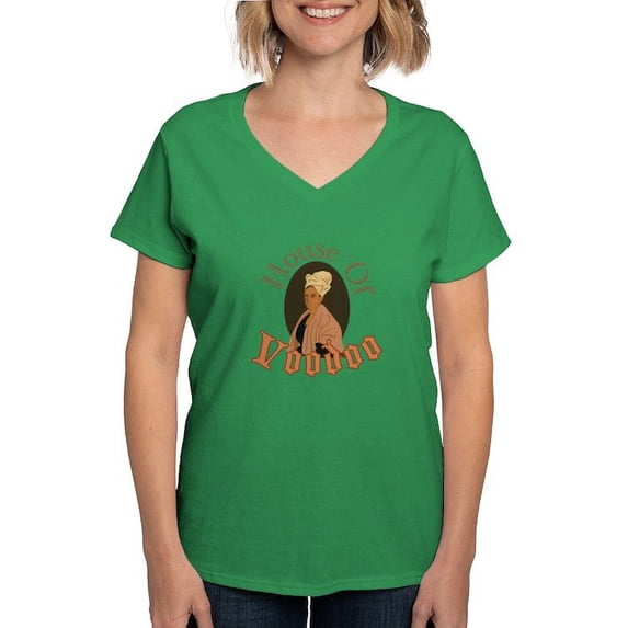 CafePress - House Of Voodoo T Shirt - Women's V-Neck Dark T-Shirt