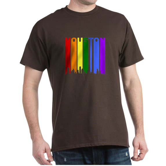 CafePress - Houston Gay Pride Rainbow Cityscape T Shirt - Men's Classic Graphic Cotton T-Shirt