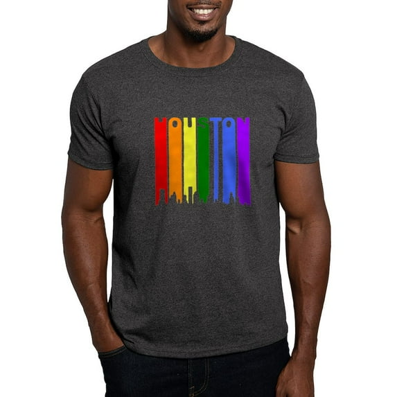 CafePress - Houston Gay Pride Rainbow Cityscape T Shirt - Men's Classic Graphic Cotton T-Shirt