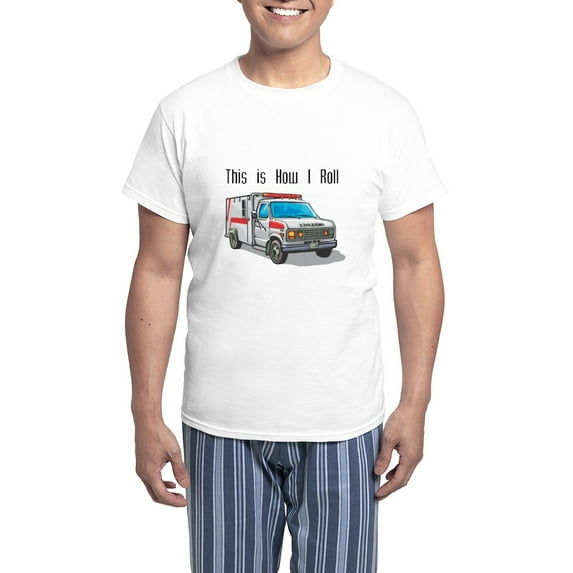 CafePress - How I Roll (Ambulance) Men's Light Pajamas - Men's Light Loose Fit Cotton Pajama Set