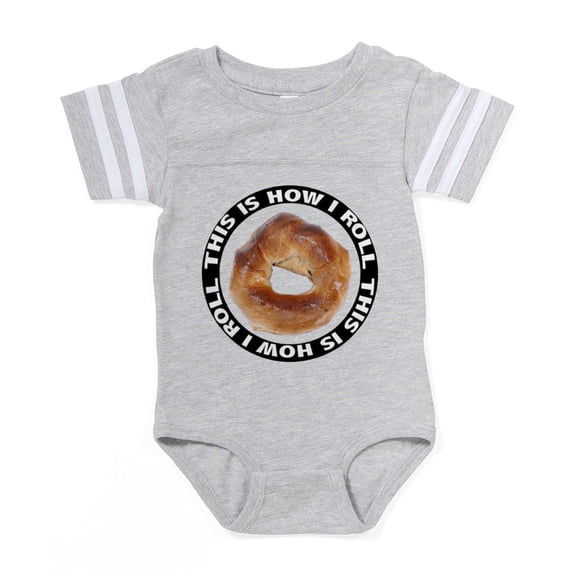 CafePress - How I Roll Bagel - Cute Infant Baby Football Bodysuit