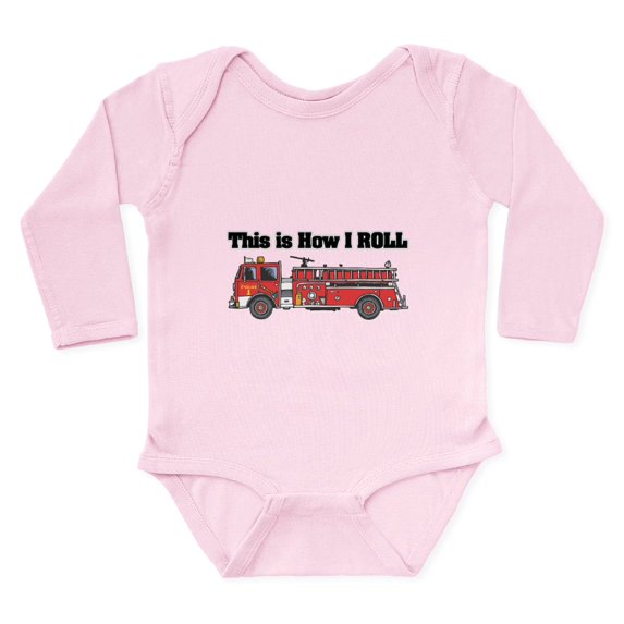 CafePress - How I Roll Fire Truck Funny Design Body Suit - Long Sleeve Cotton Baby Bodysuit