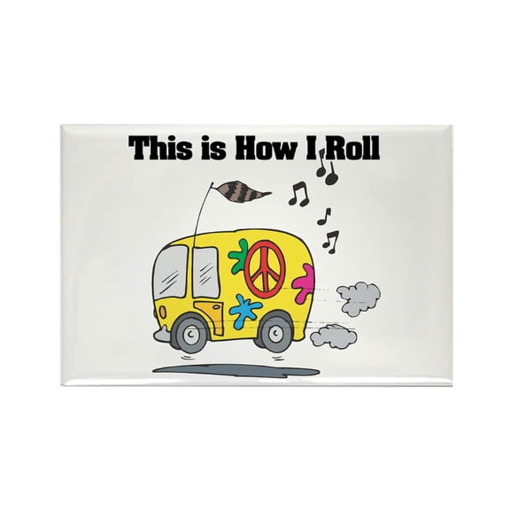 CafePress - How I Roll (Hippie Bus/Van) - Rectangle Magnet, 2"x3" Refrigerator Magnet