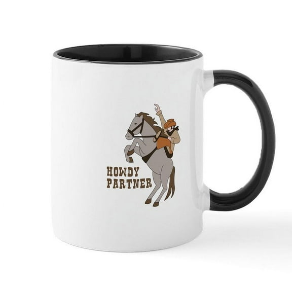 CafePress - Howdy Partner Mugs - 11 oz Ceramic Mug - Novelty Coffee Tea Cup