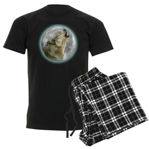 CafePress - Howling Wolf Men's Dark Pajamas - Men's Dark Loose Fit Cotton Pajama Set