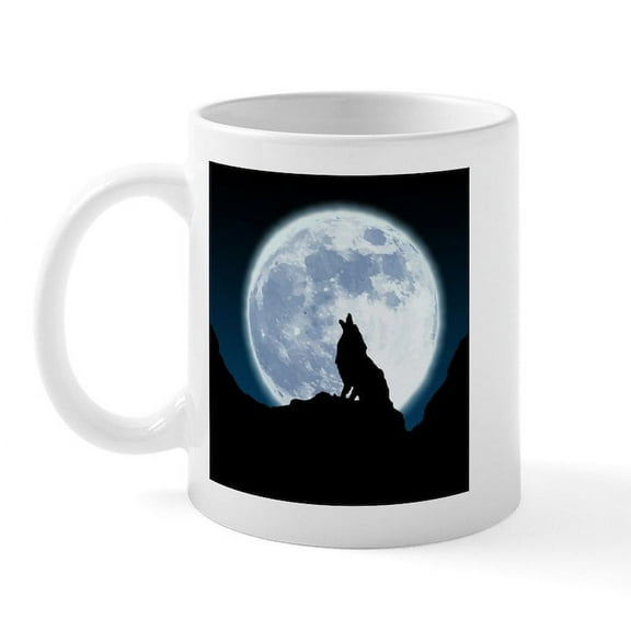CafePress - Howling Wolf Mug - 11 oz Ceramic Mug - Novelty Coffee Tea Cup