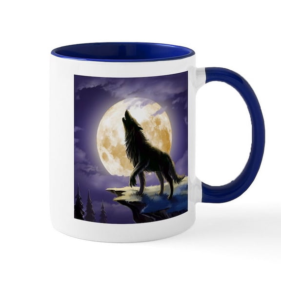 CafePress - Howling Wolf Mugs - 11 oz Ceramic Mug - Novelty Coffee Tea Cup