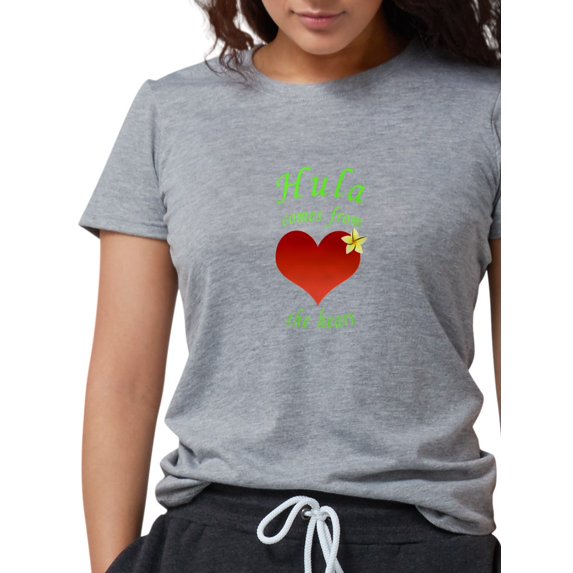 CafePress - Hula Heart Plumeria No Background Green Tex Women - Womens Tri-blend T-Shirt