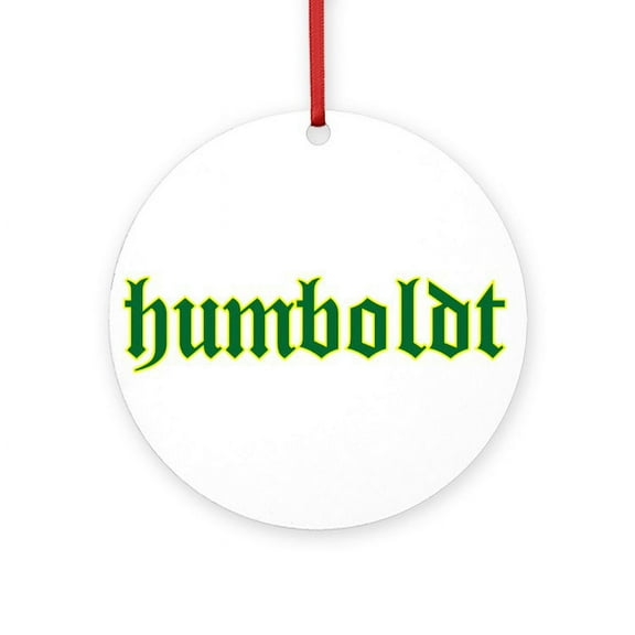 CafePress - Humboldt Green Script - Round Wood Ornament 4"