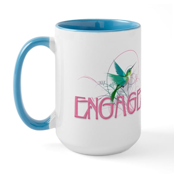 CafePress - Hummingbird Engaged Large Mug - 15 oz Ceramic Large White Novelty Mug