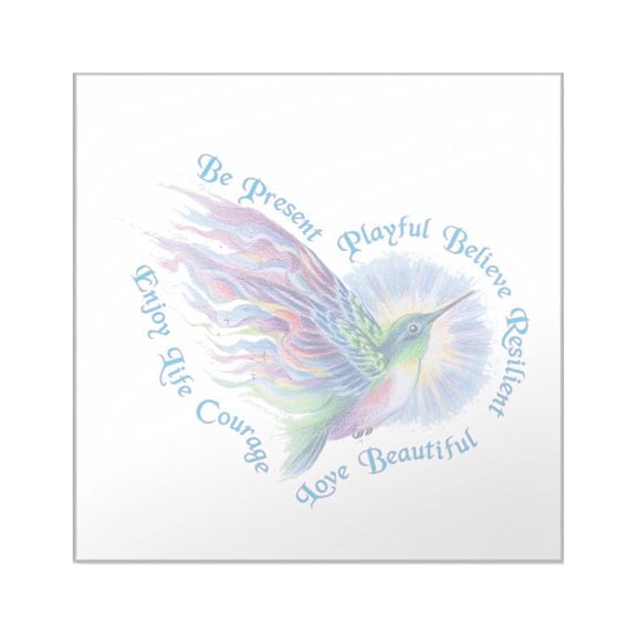CafePress - Hummingbird Heart Art Sticker - Square Sticker 3" x 3"