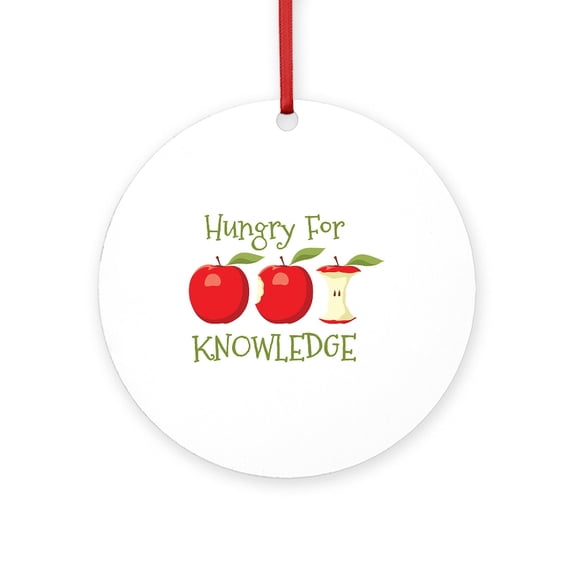 CafePress - Hungry For Knowledge - Round Wood Ornament 4"