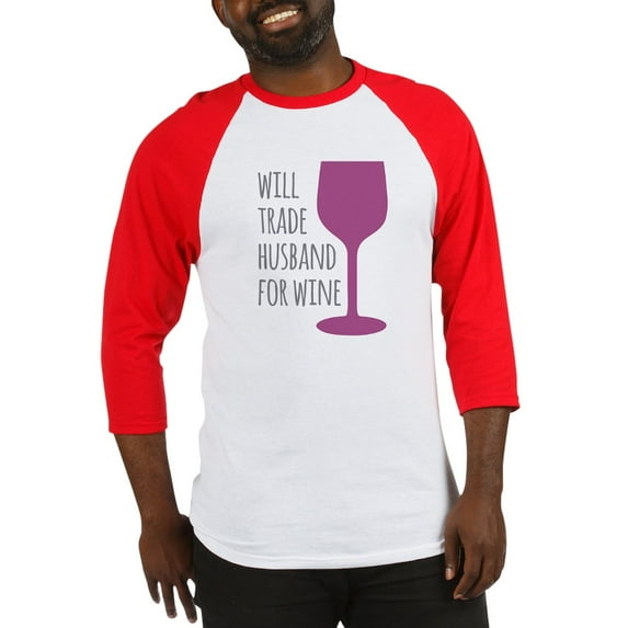 CafePress - Husband For Wine Baseball Jersey - Cotton Baseball Jersey, 3/4 Raglan Sleeve Shirt
