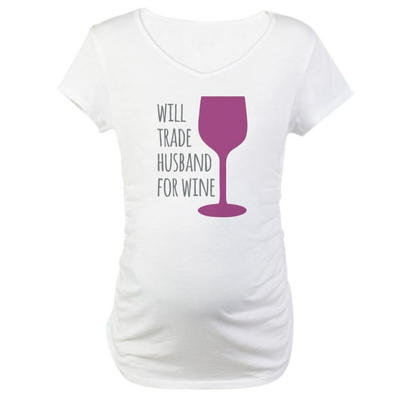 CafePress - Husband For Wine Maternity T Shirt - Cotton Maternity T-shirt, Cute & Funny Pregnancy Tee
