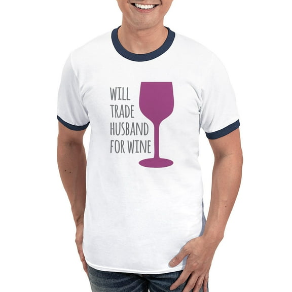 CafePress - Husband For Wine Ringer T - 100% Cotton Ringed T-Shirt