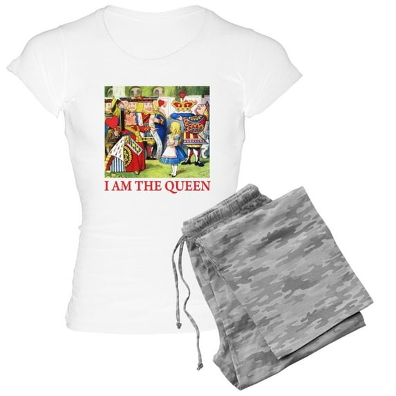 CafePress - I AM THE QUEEN Women's Light Pajamas - Women's Short Sleeve Print T-Shirt and Pants Light Cotton Pajama Set