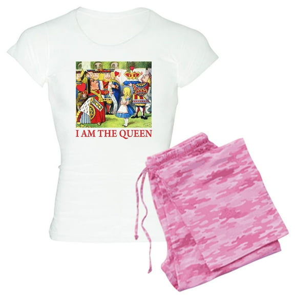 CafePress - I AM THE QUEEN Women's Light Pajamas - Women's Short Sleeve Print T-Shirt and Pants Light Cotton Pajama Set