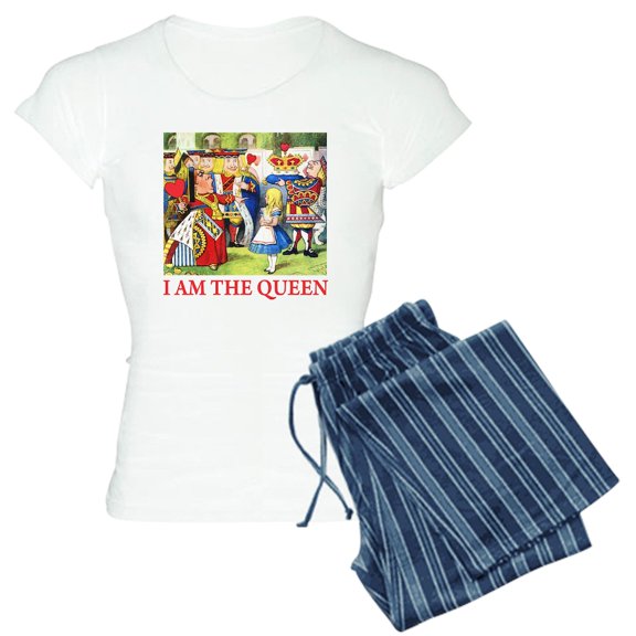 CafePress - I AM THE QUEEN Women's Light Pajamas - Women's Short Sleeve Print T-Shirt and Pants Light Cotton Pajama Set