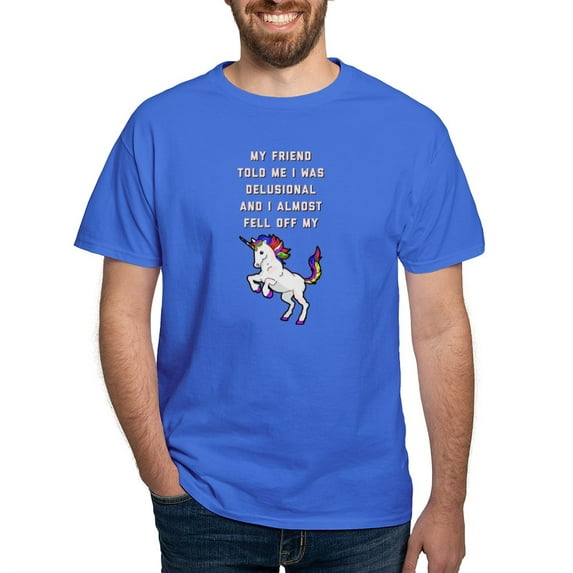 CafePress - I Almost Fell Off My Unicorn Dark T Shirt - Men's Classic Graphic Cotton T-Shirt