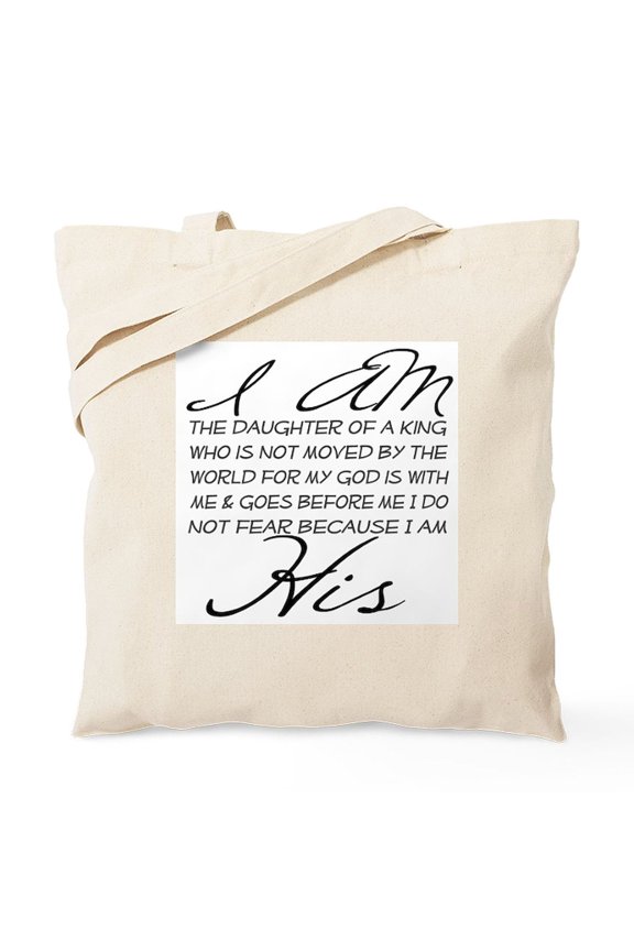- I Am His Script Letters Tote Bag - Unisex Canvas Tote Bag, Beige, 1-Piece