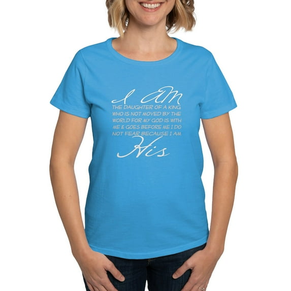 CafePress - I Am His Script Letters Women's Dark T Shirt - Women's Traditional Fit Dark T-Shirt