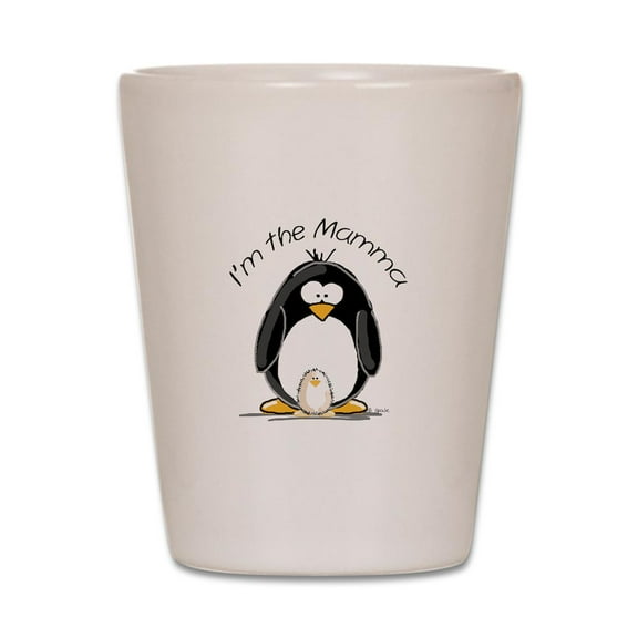 CafePress - I Am The Mamma Penguin - White Shot Glass, Unique and Funny Shot Glass