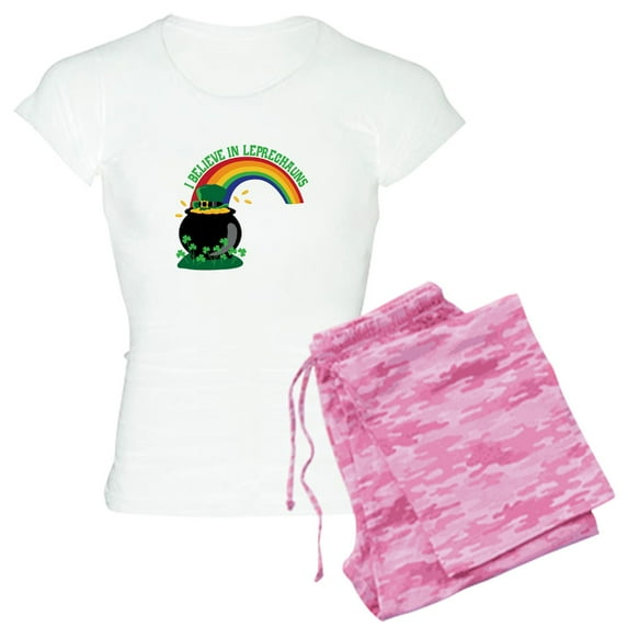 CafePress - I BELIEVE IN LEPRECHAUNS Pajamas - Women's Short Sleeve Print T-Shirt and Pants Light Cotton Pajama Set
